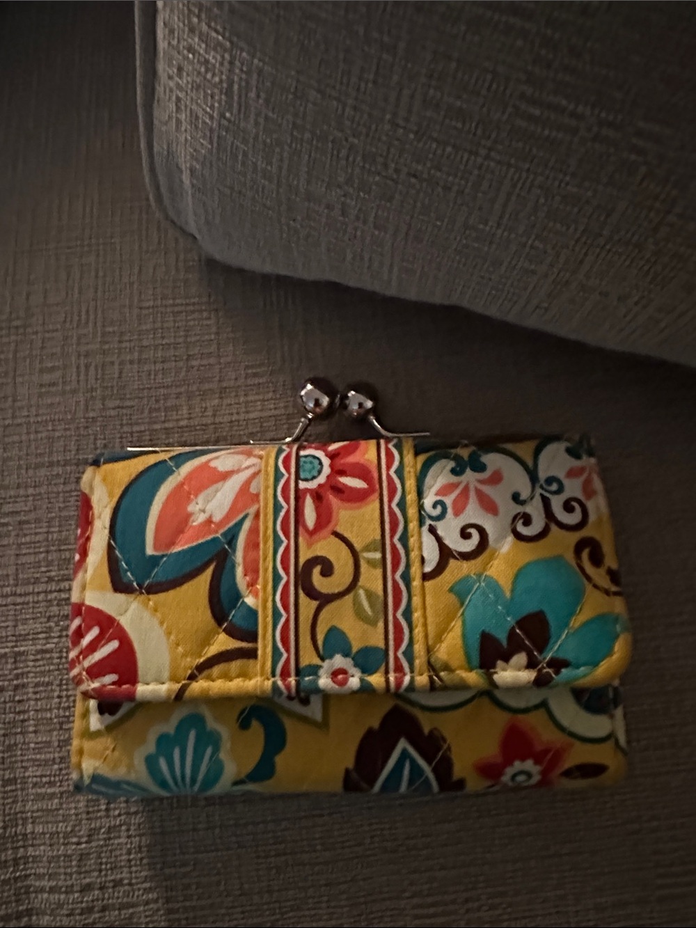 Vera Bradley Quilted Floral kiss lock Wallet - Yellow